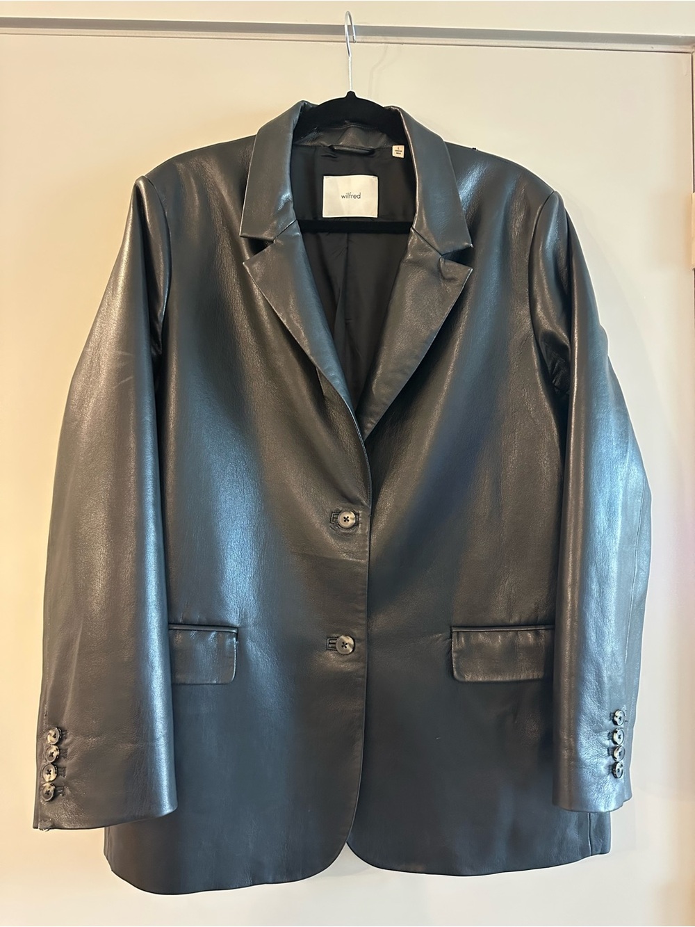 Wilfred Black Leather Tailored Blazer